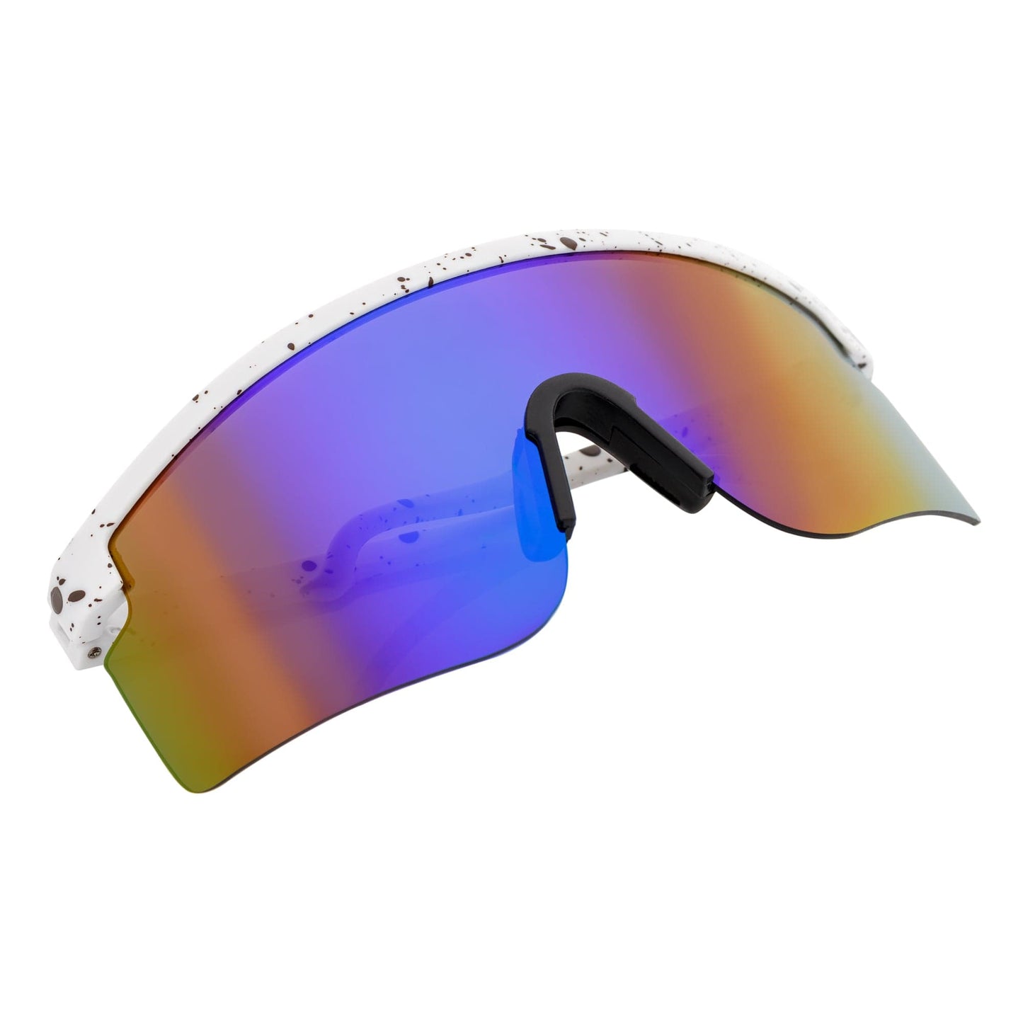MONOLITH - X-Large Rimless Sports Shield Sunglasses White - Blue Mirror