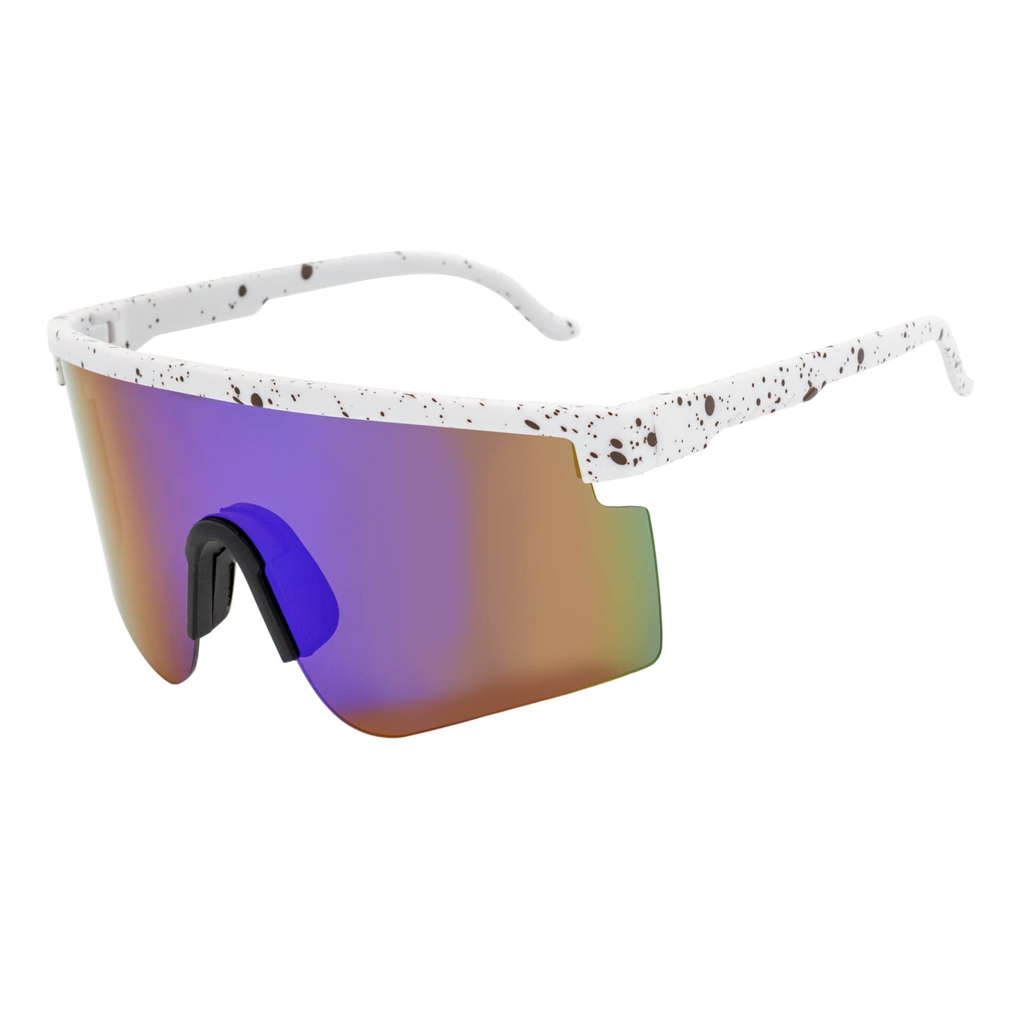 MONOLITH - X-Large Rimless Sports Shield Sunglasses White - Blue Mirror