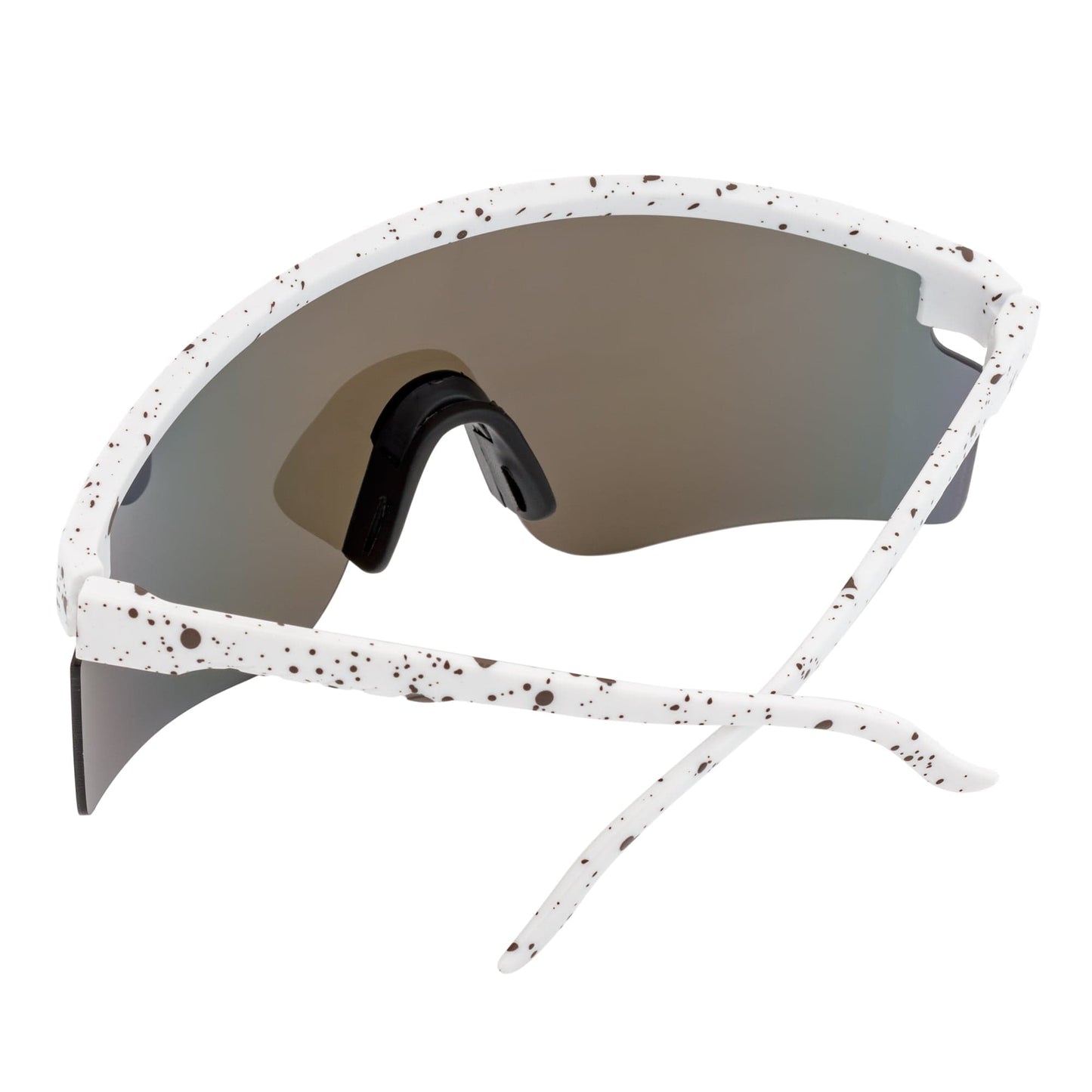MONOLITH - X-Large Rimless Sports Shield Sunglasses White - Blue Mirror