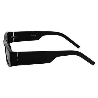 MONTERREY - Thick Frame 90s Style Small Rectangle Sunglasses Black Smoke
