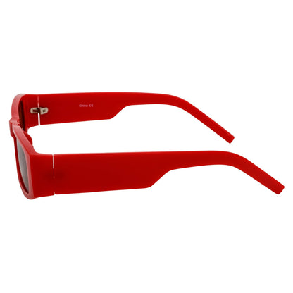 MONTERREY - Thick Frame 90s Style Small Rectangle Sunglasses Red Brown Lens