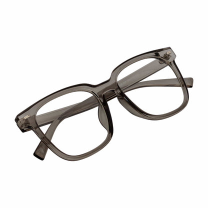 NEWPORT - Oversize Large Modern Square Glasses Clear Gray Clear Lens