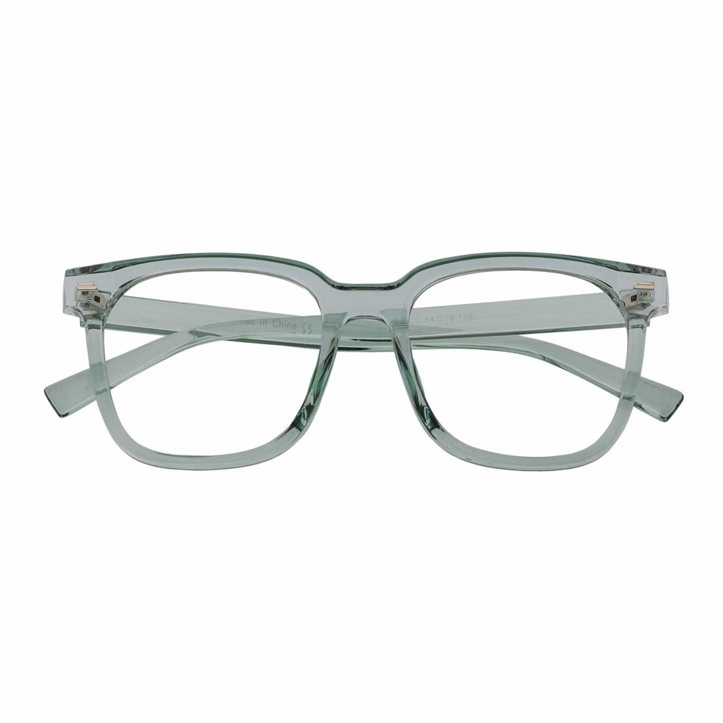 NEWPORT - Oversize Large Modern Square Glasses Clear Green Clear Lens
