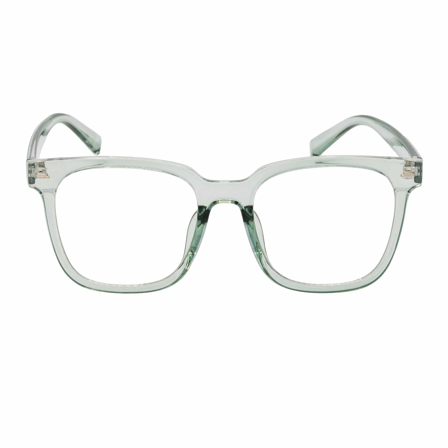 NEWPORT - Oversize Large Modern Square Glasses Clear Green Clear Lens