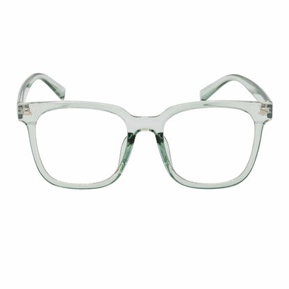 NEWPORT - Oversize Large Modern Square Glasses Clear Green Clear Lens