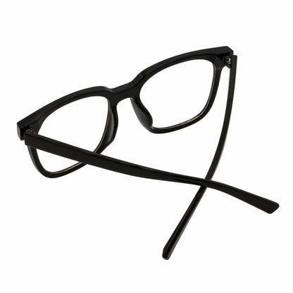 NEWPORT - Oversize Large Modern Square Glasses Gloss Black Clear Lens