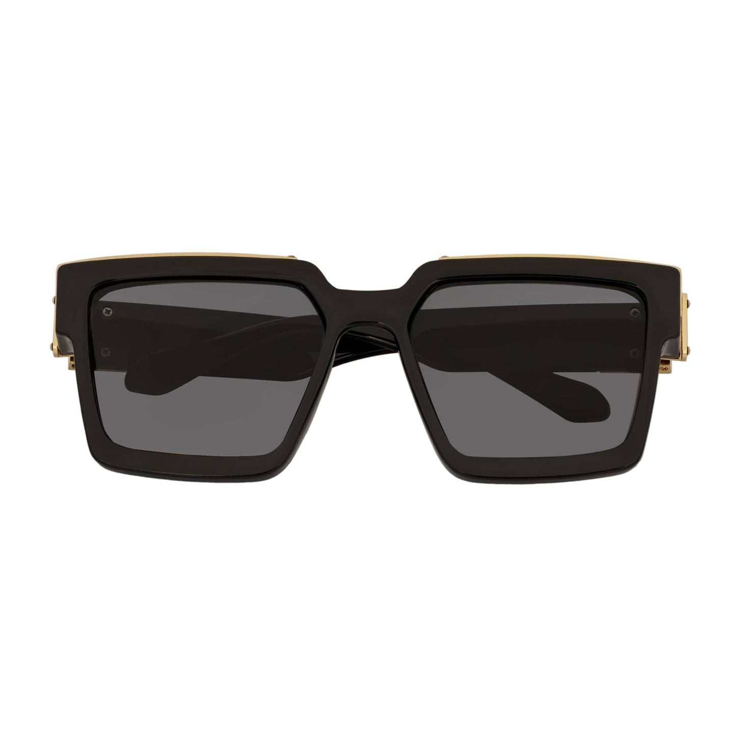 BILLIONAIRE - Large Square High Fashion Square Sunglasses Gloss Black-Gold Smoke Tint