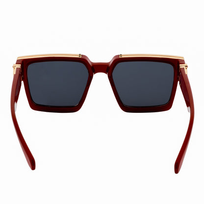 BILLIONAIRE - Large Square High Fashion Square Sunglasses Red-Gold Smoke Tint