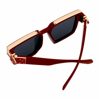 BILLIONAIRE - Large Square High Fashion Square Sunglasses Red-Gold Smoke Tint