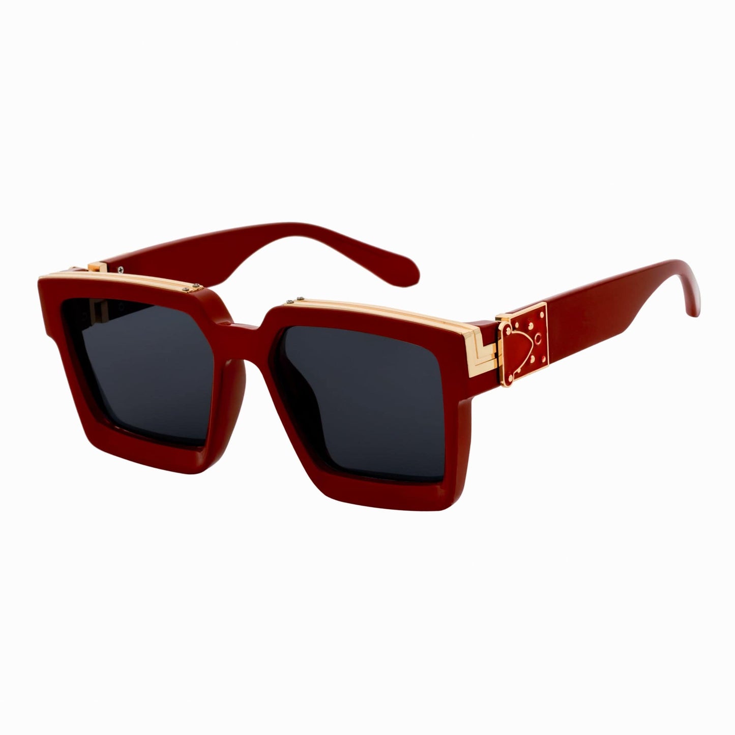 BILLIONAIRE - Large Square High Fashion Square Sunglasses Red-Gold Smoke Tint