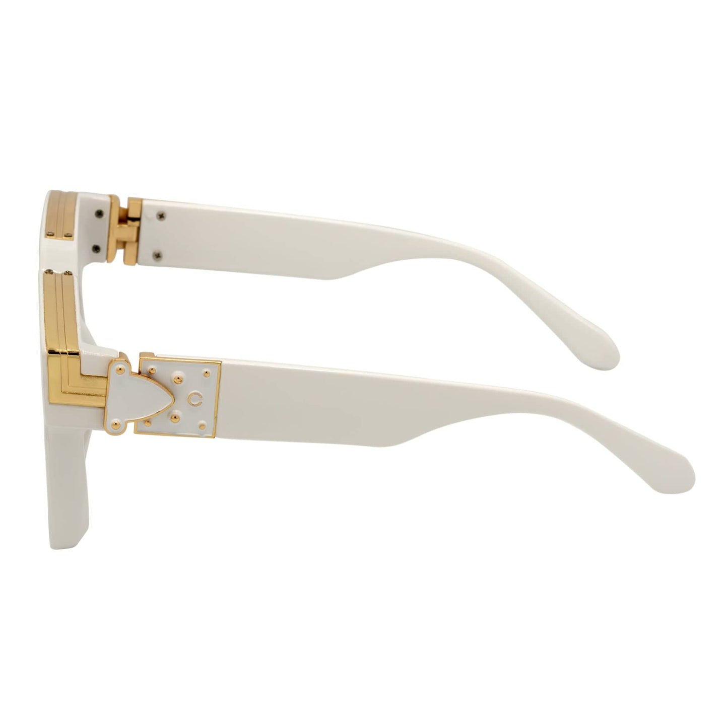 BILLIONAIRE - Large Square High Fashion Square Sunglasses White-Gold Smoke