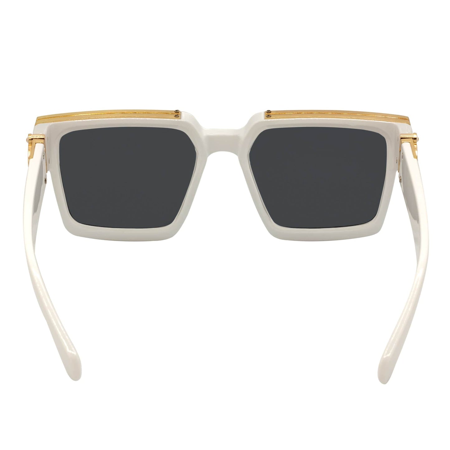 BILLIONAIRE - Large Square High Fashion Square Sunglasses White-Gold Smoke