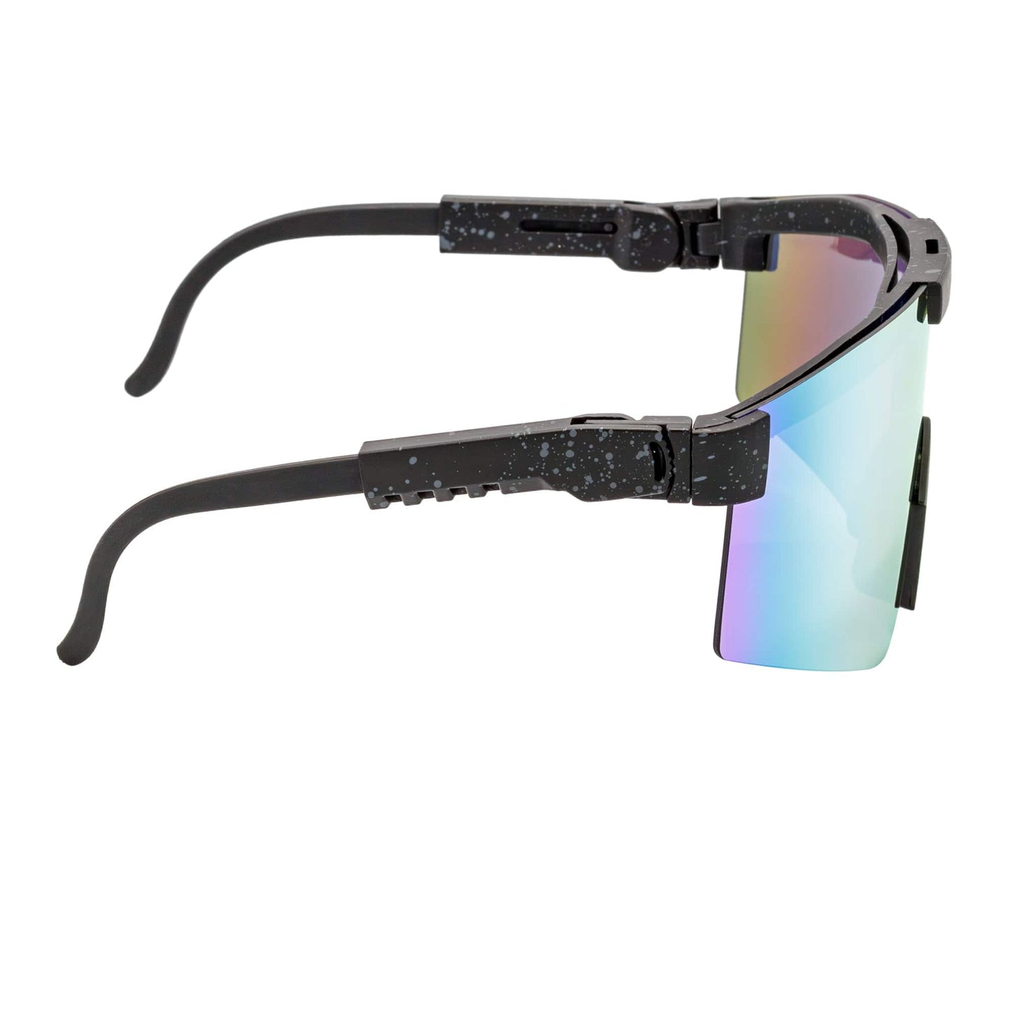 COBRA - Adjustable Rimless Shield Sunglasses Black Gray-Speckled Orange Mirror