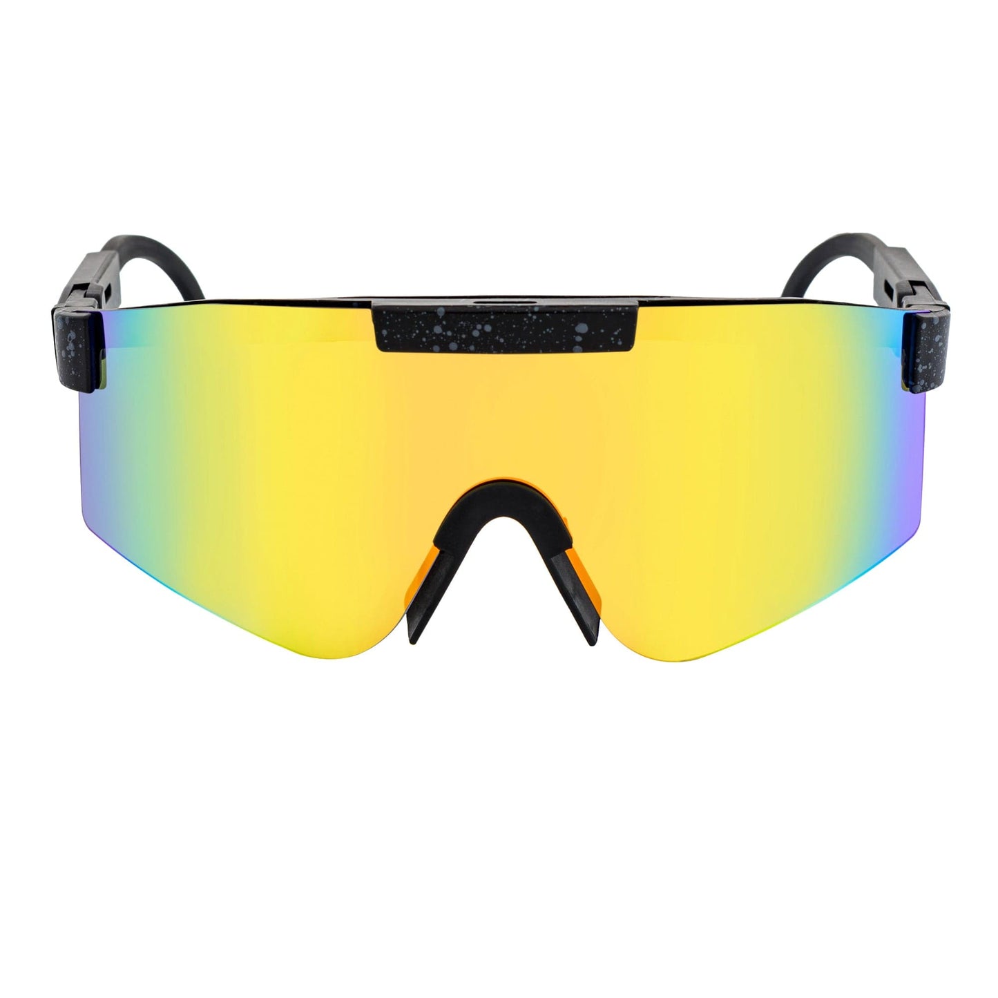 COBRA - Adjustable Rimless Shield Sunglasses Black Gray-Speckled Orange Mirror
