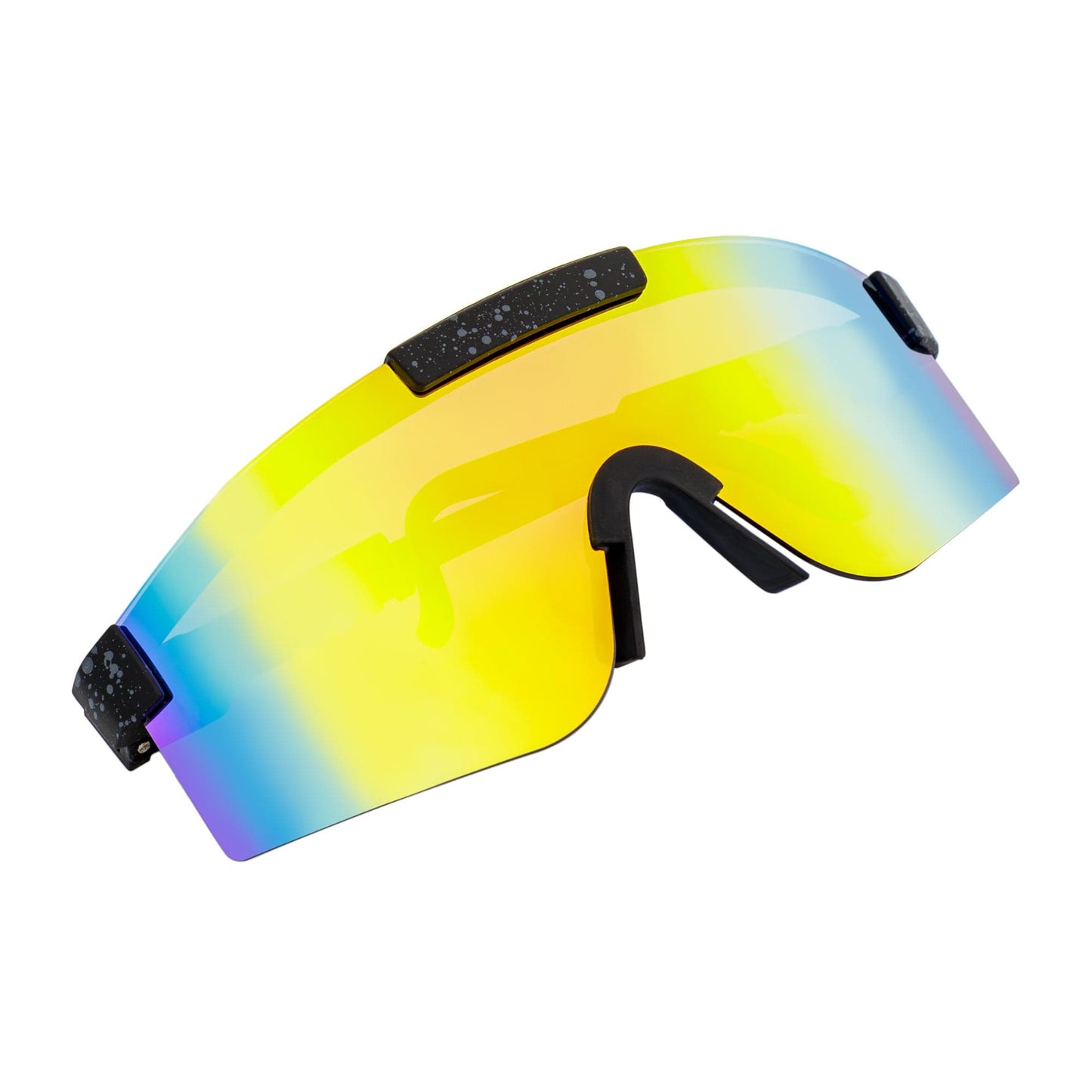 COBRA - Adjustable Rimless Shield Sunglasses Black Gray-Speckled Orange Mirror