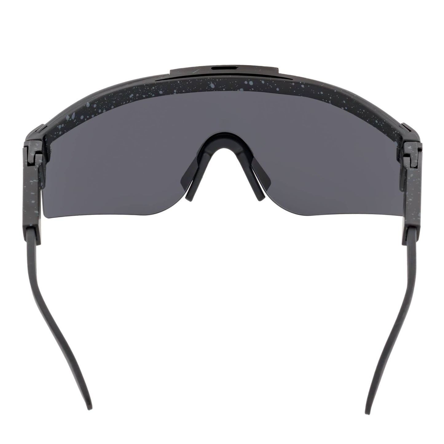 COBRA - Large Adjustable Shield Sunglasses Black Gray-Speckled Silver Mirror