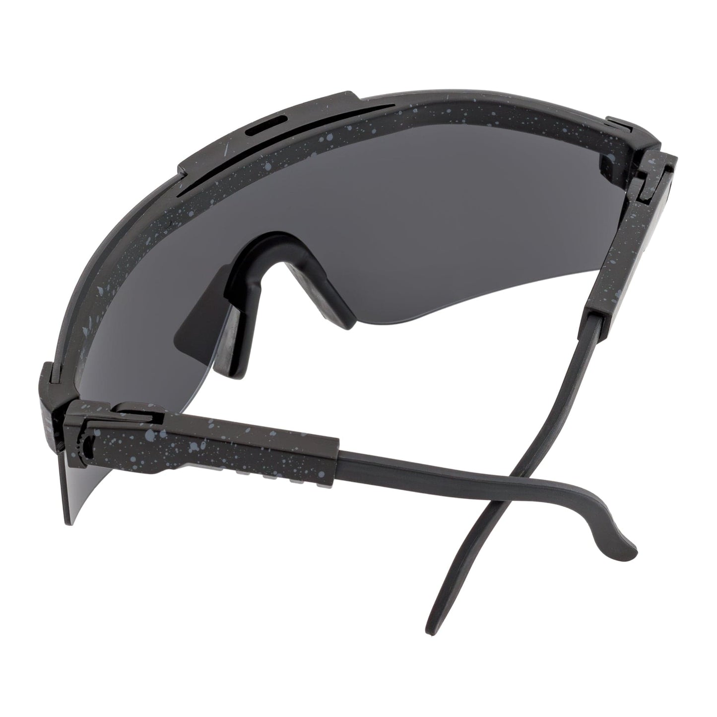 COBRA - Large Adjustable Shield Sunglasses Black Gray-Speckled Silver Mirror