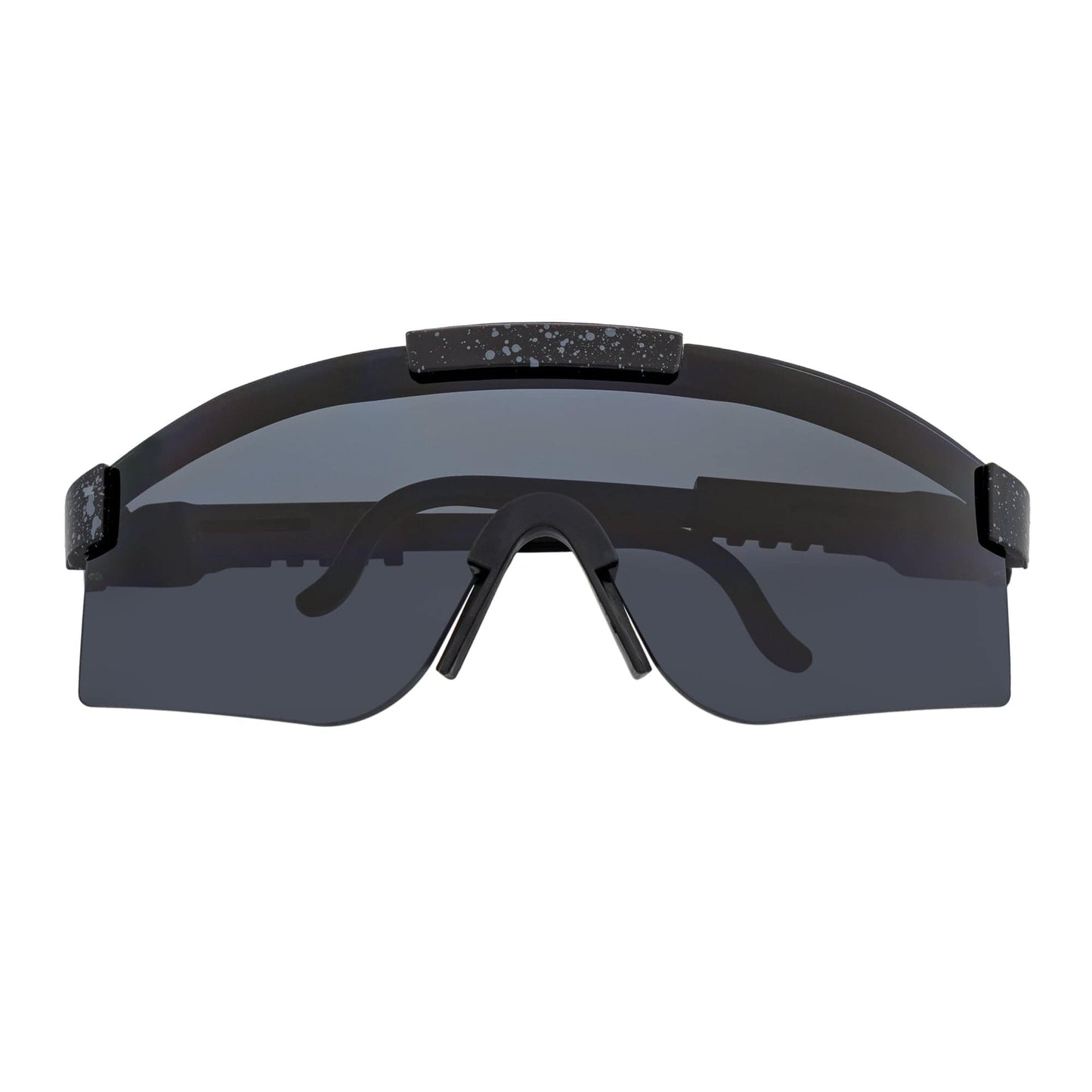 COBRA - Large Adjustable Sports Shield Sunglasses Black Gray-Speckled Smoke