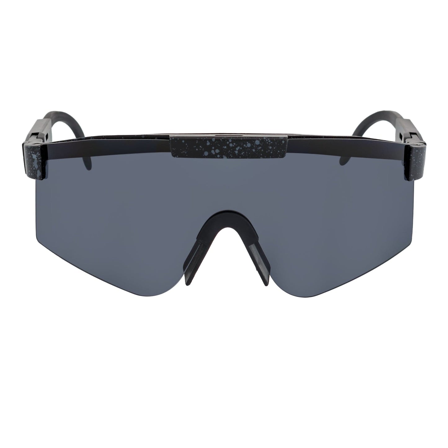 COBRA - Large Adjustable Sports Shield Sunglasses Black Gray-Speckled Smoke