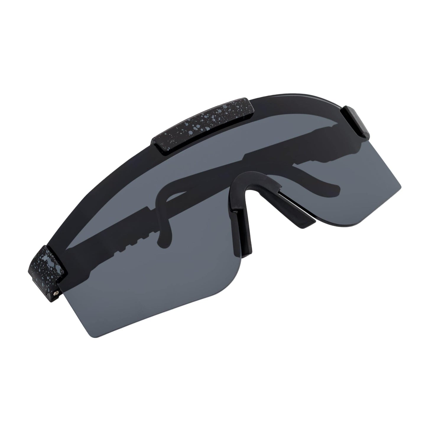 COBRA - Large Adjustable Sports Shield Sunglasses Black Gray-Speckled Smoke