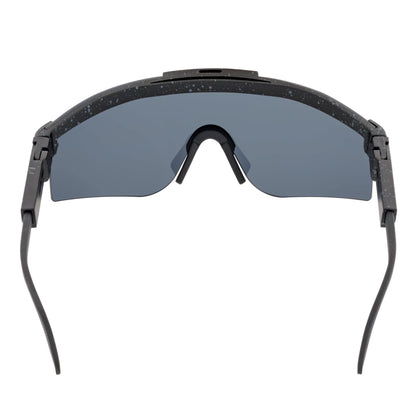 COBRA - Large Adjustable Sports Shield Sunglasses Black Gray-Speckled Smoke