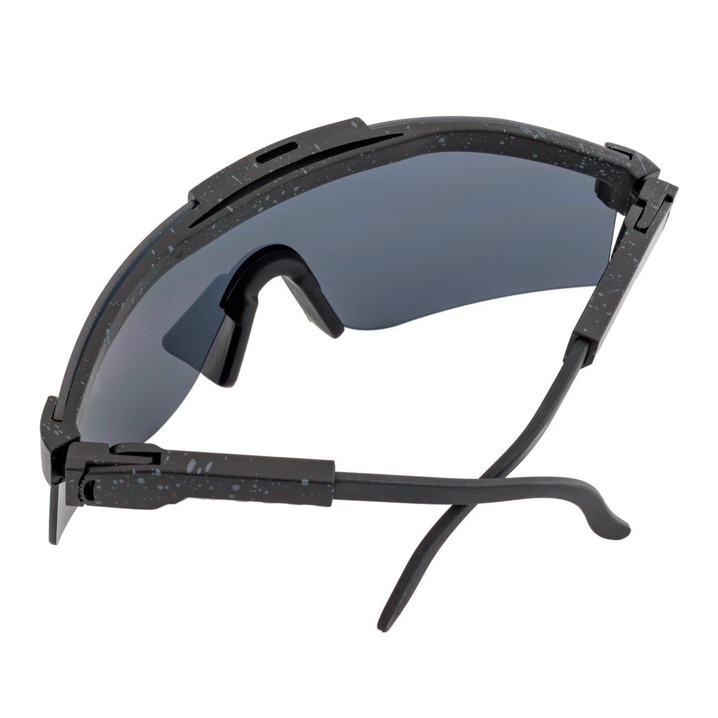 COBRA - Large Adjustable Sports Shield Sunglasses Black Gray-Speckled Smoke