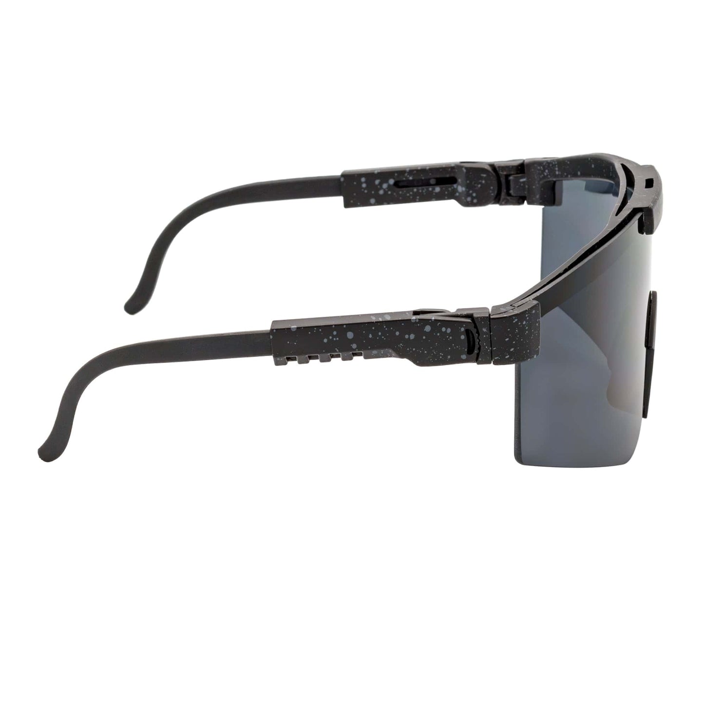 COBRA - Large Adjustable Sports Shield Sunglasses Black Gray-Speckled Smoke