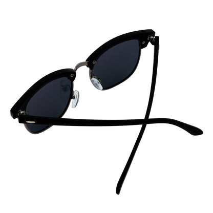 COUNTRY CLUB - Classic Semi-Rimless Half Frame Sunglasses Black Smoke Polarized