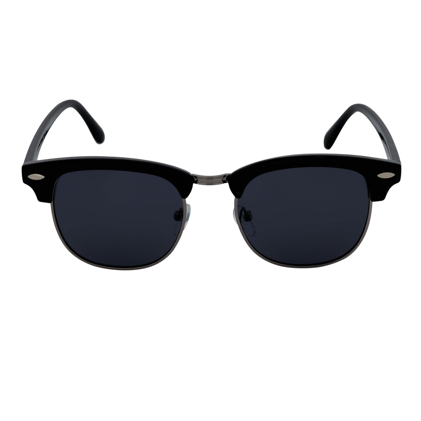 COUNTRY CLUB - Classic Semi-Rimless Half Frame Sunglasses Black Smoke Polarized