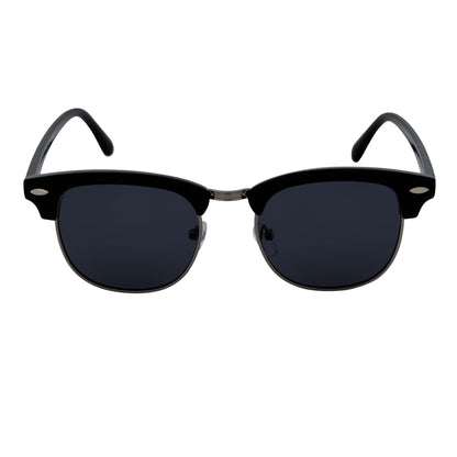 COUNTRY CLUB - Classic Semi-Rimless Half Frame Sunglasses Black Smoke Polarized
