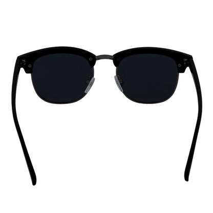 COUNTRY CLUB - Classic Semi-Rimless Half Frame Sunglasses Black Smoke Polarized