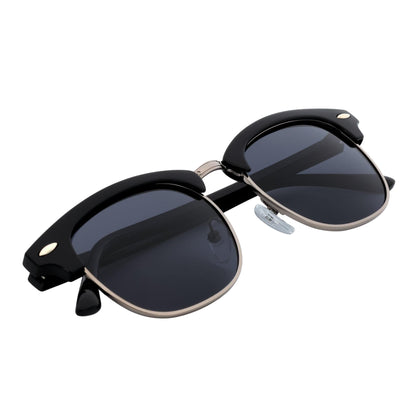COUNTRY CLUB - Classic Semi-Rimless Half Frame Sunglasses Black Smoke Polarized