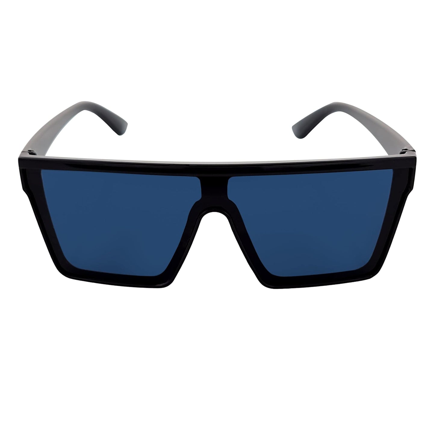 EDGE - Flat Top Rimless Rectangle Sunglasses Gloss Black Dark Smoke Tint