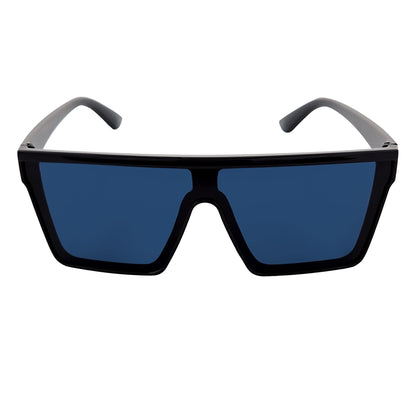 EDGE - Flat Top Rimless Rectangle Sunglasses Gloss Black Dark Smoke Tint