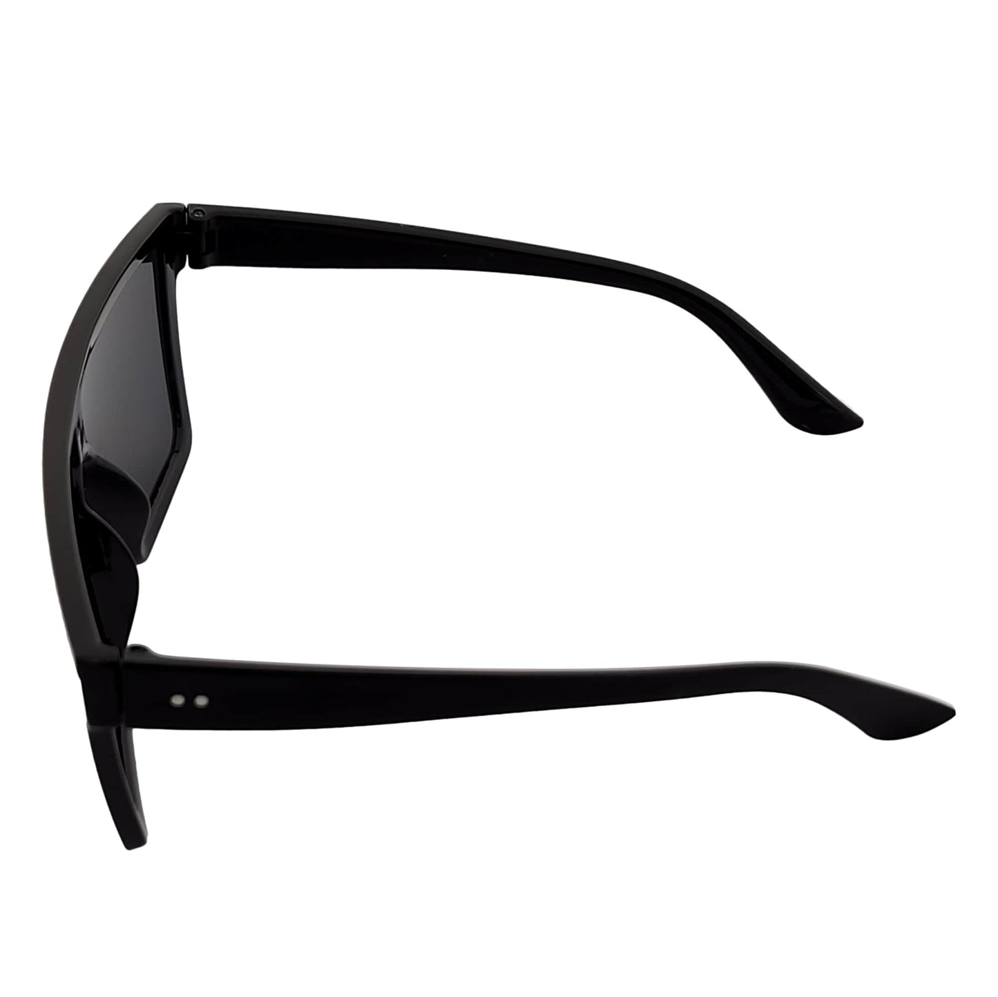 EDGE - Flat Top Rimless Rectangle Sunglasses Gloss Black Silver Mirror