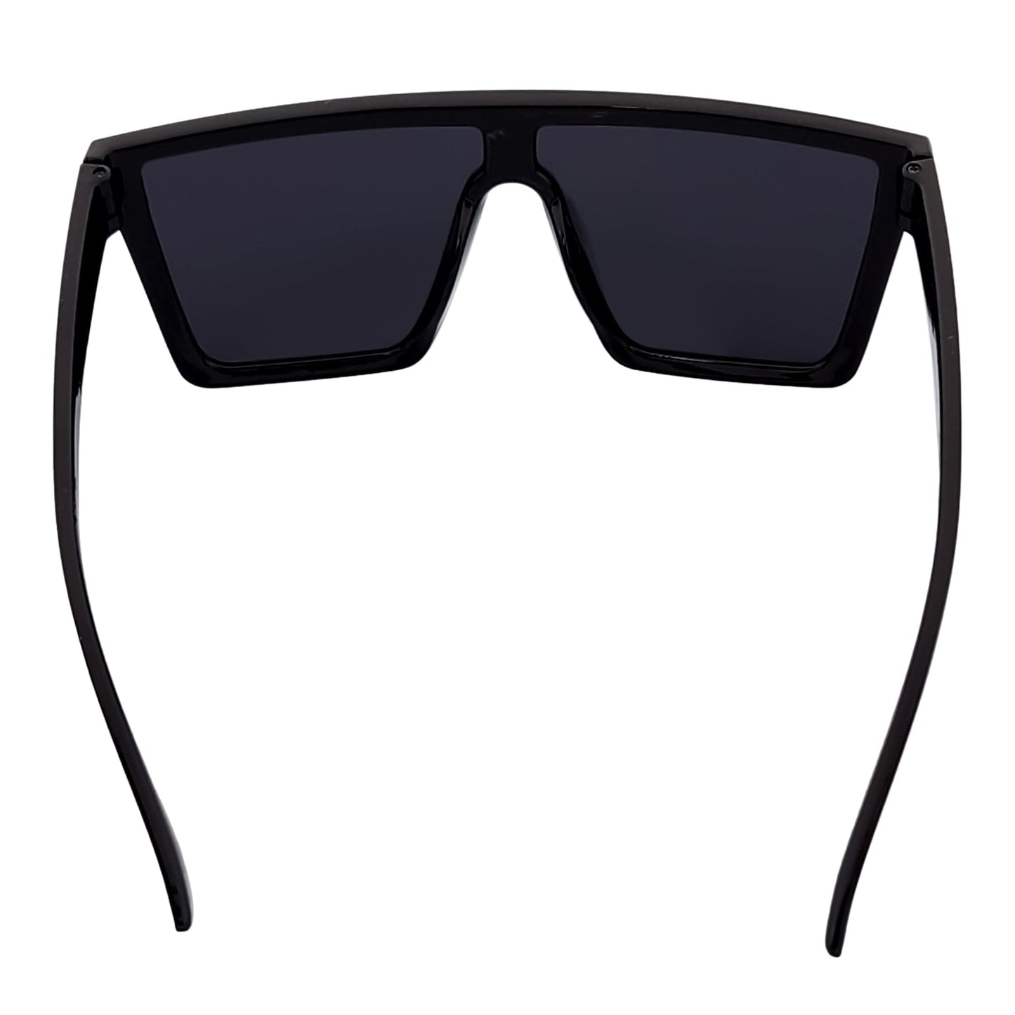 EDGE - Flat Top Rimless Rectangle Sunglasses Gloss Black Silver Mirror