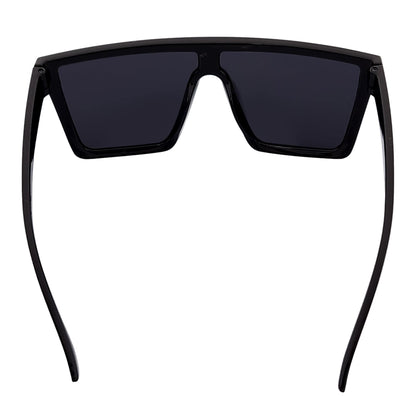 EDGE - Flat Top Rimless Rectangle Sunglasses Gloss Black Silver Mirror