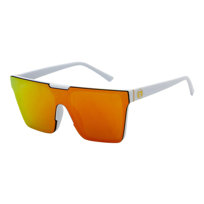 ELECTRIC - Large Rimless Rectangle Shield Sunglasses White Orange Mirror