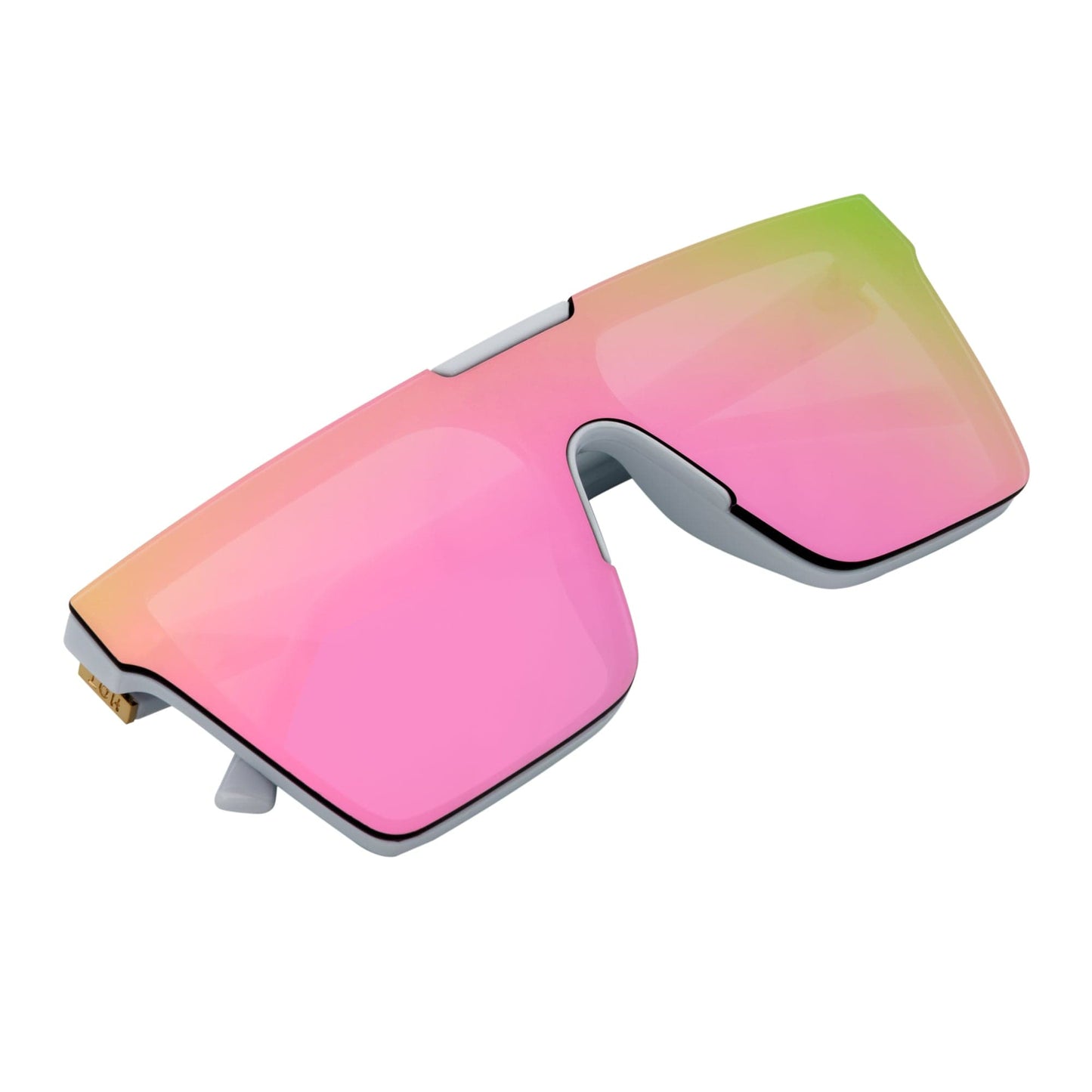 ELECTRIC - Large Rimless Rectangle Shield Sunglasses White Pink Mirror