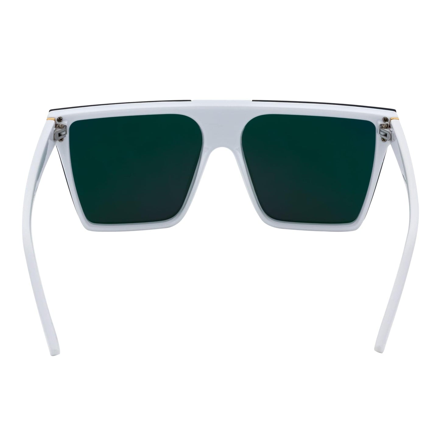 ELECTRIC - Large Rimless Rectangle Shield Sunglasses White Pink Mirror