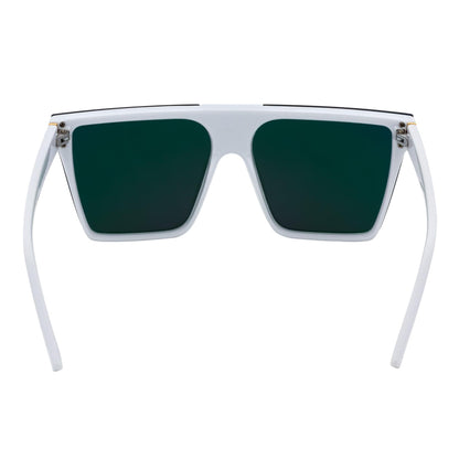 ELECTRIC - Large Rimless Rectangle Shield Sunglasses White Pink Mirror
