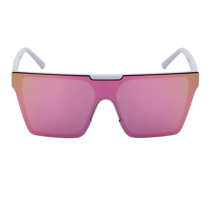 ELECTRIC - Large Rimless Rectangle Shield Sunglasses White Pink Mirror