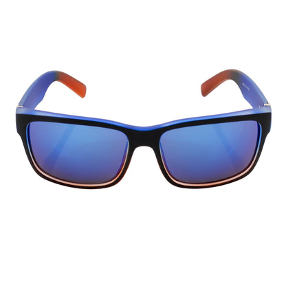 ENZO - Modern Sports Thick Square Sunglasses Black Blue-Red Blue Mirror