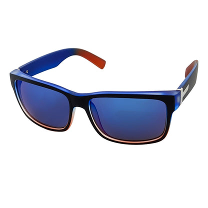 ENZO - Modern Sports Thick Square Sunglasses Black Blue-Red Blue Mirror