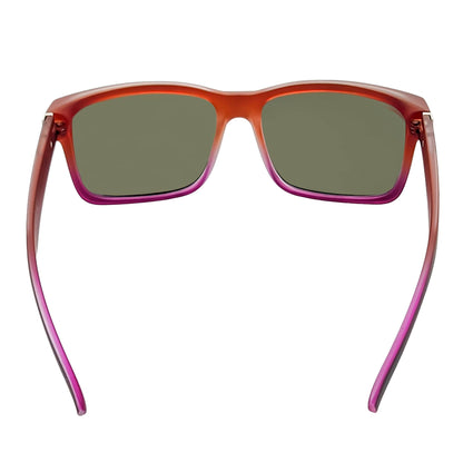 ENZO - Modern Sports Thick Square Sunglasses Black-Red Orange Mirror