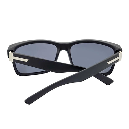 ENZO - Modern Sports Thick Square Sunglasses Matte Black Smoke