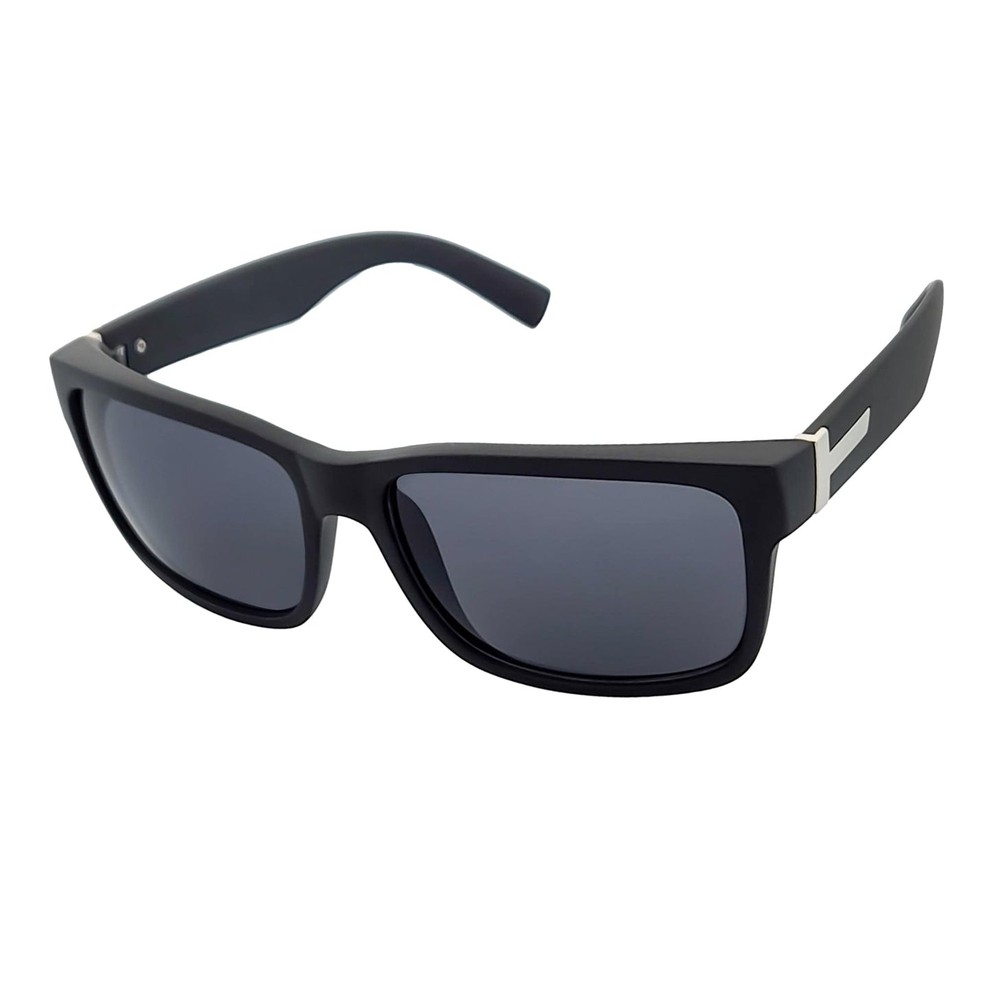 ENZO - Modern Sports Thick Square Sunglasses Matte Black Smoke