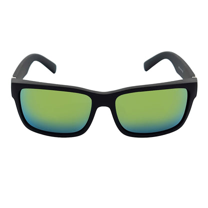 ENZO - Modern Sports Thick Square Sunglasses Matte Black Yellow Mirror