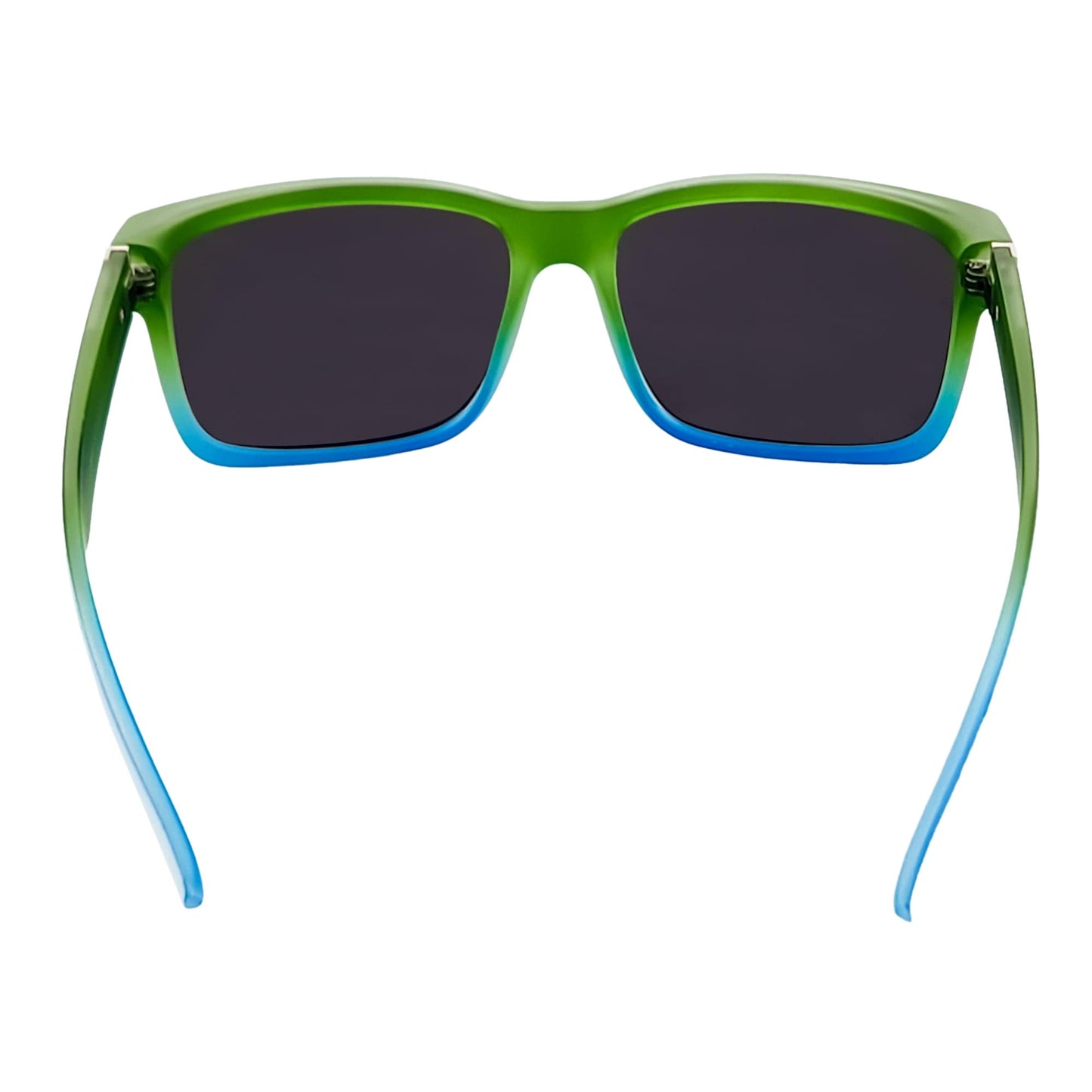 ENZO - Modern Sports Thick Square Sunglasses White-Green Blue Mirror