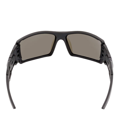 FUEL - Modern Sports Wraparound Single Lens Sunglasses Matte Black Blue Mirror
